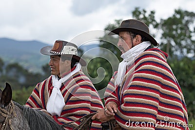 Cowboys in traditional wear in Ecuador Editorial Stock Photo