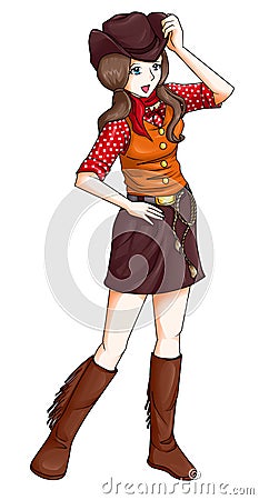 Cowgirl Cartoon Illustration