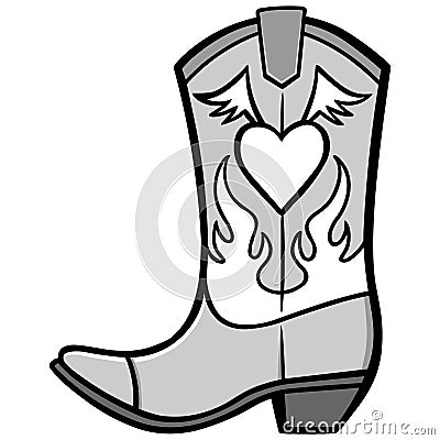Cowgirl Boot Illustration Vector Illustration