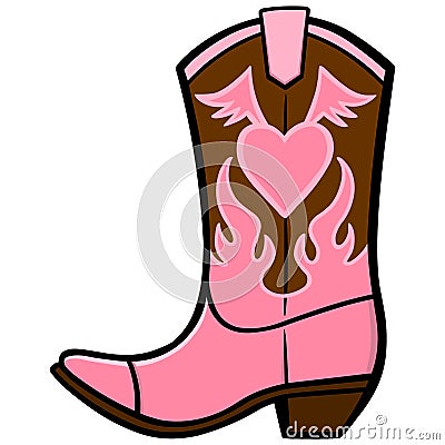 Cowgirl Boot Vector Illustration