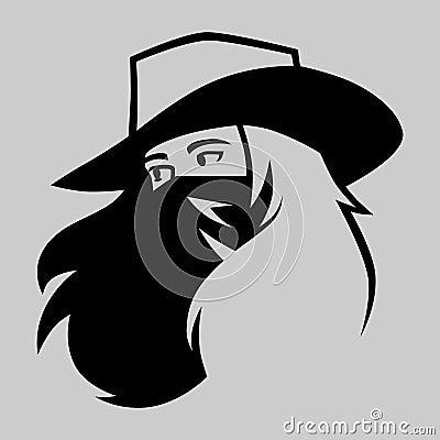 Cowgirl outlaw on gray backdrop Vector Illustration