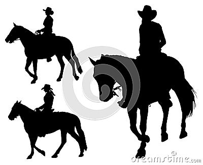 Cowgirl riding horse Vector Illustration