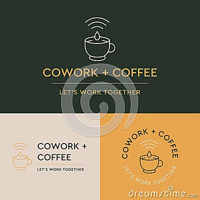 Cowork and Coffee Brand Design Vector Illustration