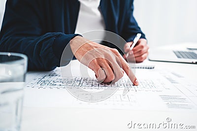 Graph designer man working on workplac Stock Photo