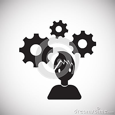 Coworker thinking gears on white background Vector Illustration