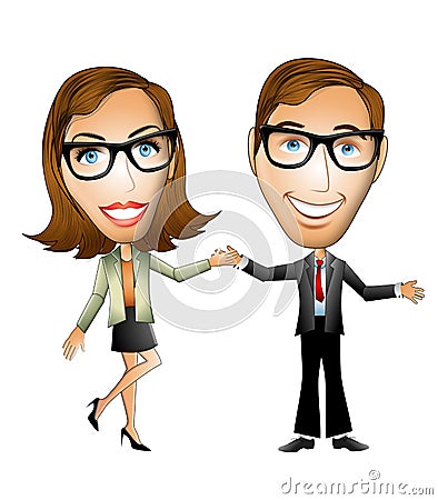 Coworkers Friends Man Woman Cartoon Illustration