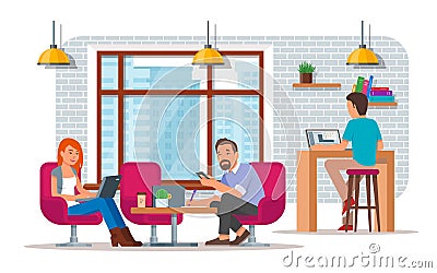 Coworking center concept vector illustration, flat style design Vector Illustration