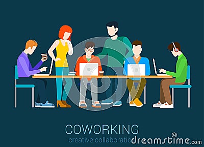 Coworking flat web infographic concept vector Vector Illustration