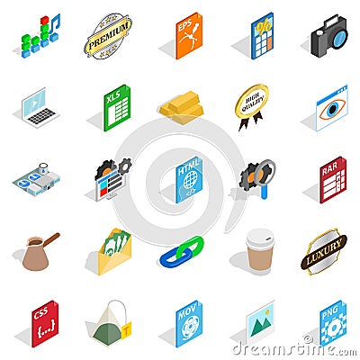 Coworking icons set, isometric style Vector Illustration