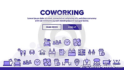 Coworking Landing Header Vector Vector Illustration