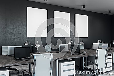 Coworking office with posters side Stock Photo