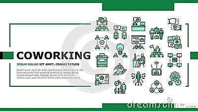 Coworking Service Landing Header Vector Vector Illustration