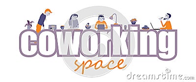 Coworking space text vector concept Vector Illustration