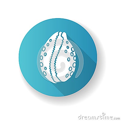 Cowrie shell blue flat design long shadow glyph icon Vector Illustration