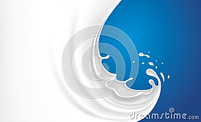 Cows, sheeps, milk splash on blue background Vector Illustration