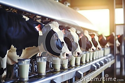 cows in the stall. Private farming. Milk production and livestock farming. Breeding cattle. Everyday chores on a home farm Stock Photo