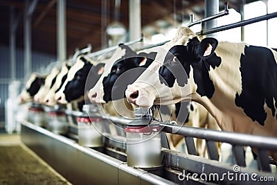 cows in the stall. Private farming. Milk production and livestock farming. Breeding cattle. Everyday chores on a home farm Stock Photo