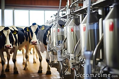 cows in the stall. Private farming. Milk production and livestock farming. Breeding cattle. Everyday chores on a home farm Stock Photo