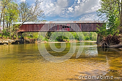 Cox Ford Covered Bridge Stock Photo