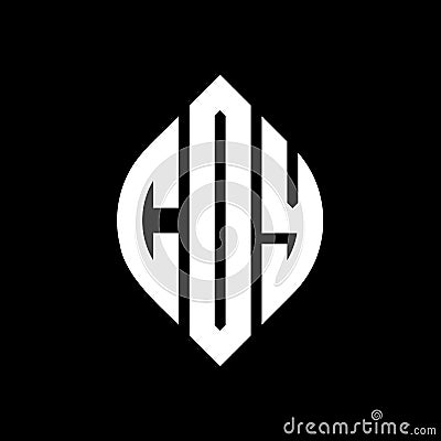 COY circle letter logo design with circle and ellipse shape. COY ellipse letters with typographic style. The three initials form a Vector Illustration
