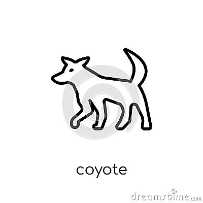 Coyote icon. Trendy modern flat linear vector Coyote icon on white background from thin line animals collection Vector Illustration