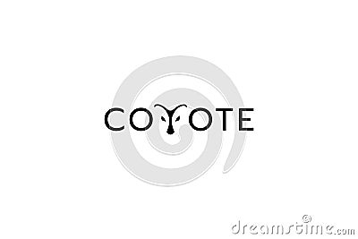 Coyote logo with coyote lettering with coyote face as letter `Y` Vector Illustration