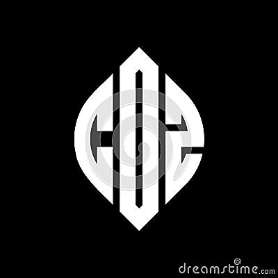 COZ circle letter logo design with circle and ellipse shape. COZ ellipse letters with typographic style. The three initials form a Vector Illustration