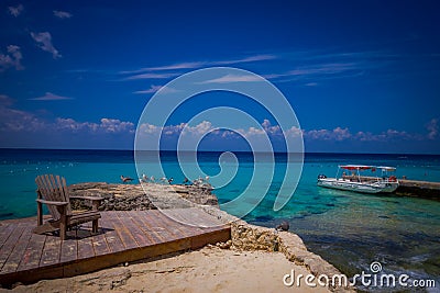 COZUMEL, MEXICO - MARCH 23, 2017: Beautiful vacation in Cozumel with natural view, yachts, gorgeous blue ocean and sky Editorial Stock Photo