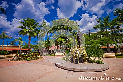 COZUMEL, MEXICO - MARCH 23, 2017: The monument of Doctor Adolfo Rosado Salas in the main street of the town Editorial Stock Photo