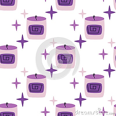 Cozy aromatherapy candles seamless pattern Cartoon Illustration