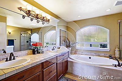 Cozy bathroom in luxury house Stock Photo