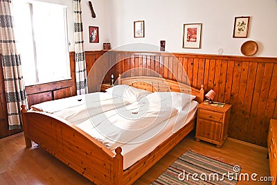 Cozy bedroom in Hallstatt Stock Photo