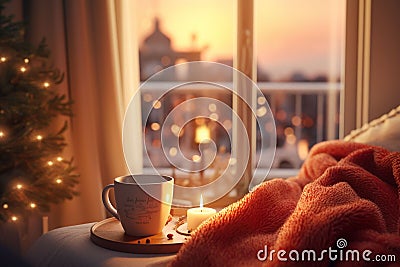 Cozy Boxing Day scenes with people enjoying hot Stock Photo