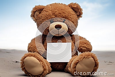 Cozy brown teddy rests on white, ready for your affection Stock Photo