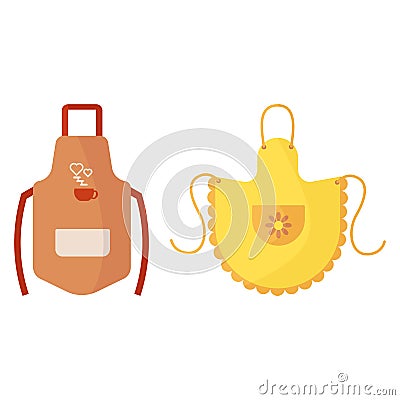 Cozy Colorful Kitchen Aprons Vector Illustration