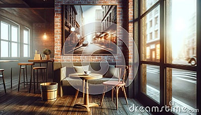 a cozy corner in a coffee shop zoom background Stock Photo