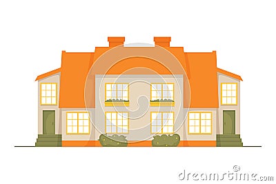 Cozy cute house with tiled roof Vector Illustration