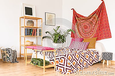 Cozy ethnic bedroom Stock Photo