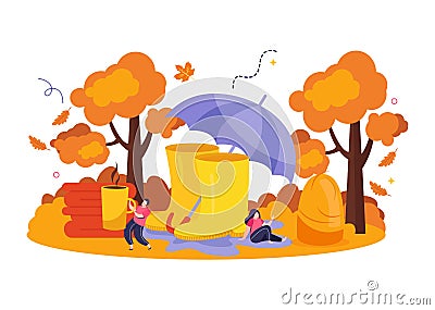 Cozy Fall Concept Illustration Vector Illustration