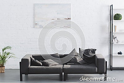 cozy grey sofa in modern Stock Photo