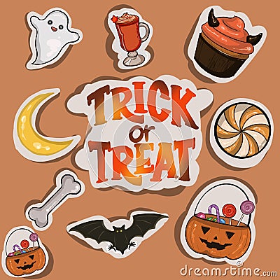 Cozy Halloween stickers Stock Photo