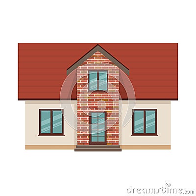 Cozy house, for joint time, family rest, holidays, gardening, housekeeping. Vector Illustration