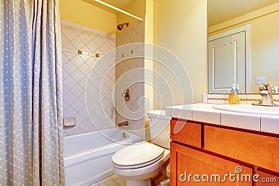 Cozy light yellow bathroom Stock Photo