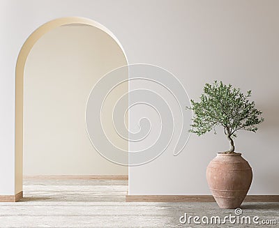 Cozy living room design, bright wall mockup, empty wall template Stock Photo