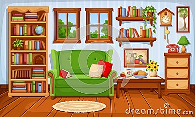 Cozy living room interior. Vector illustration. Vector Illustration