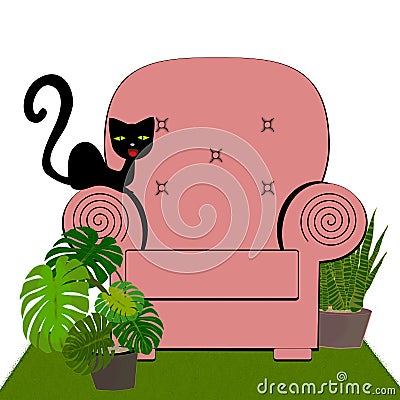 Cozy livingroom illustrations Cartoon Illustration