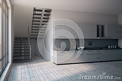 Cozy loft kitchen interior Stock Photo