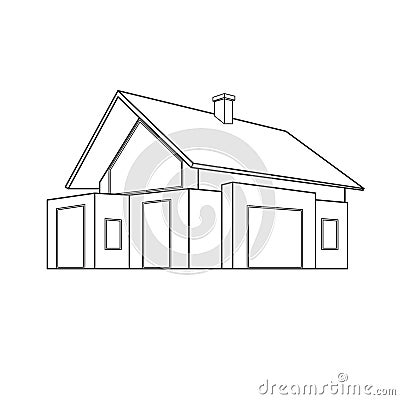 Cozy modern cottage for the family. Vector Illustration