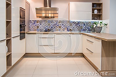 cozy modern kitchen interior with furniture Stock Photo