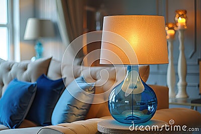 Cozy modern living room with elegant lamp Stock Photo